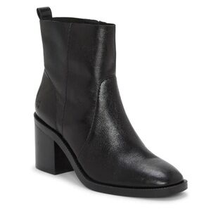 Lucky Brand Women's Stacked Heel Booties in Black Leather Size 7M